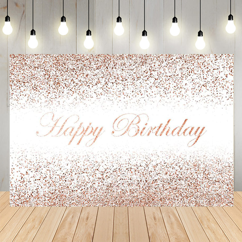 Pink Golden Glitter Birthday Backdrop