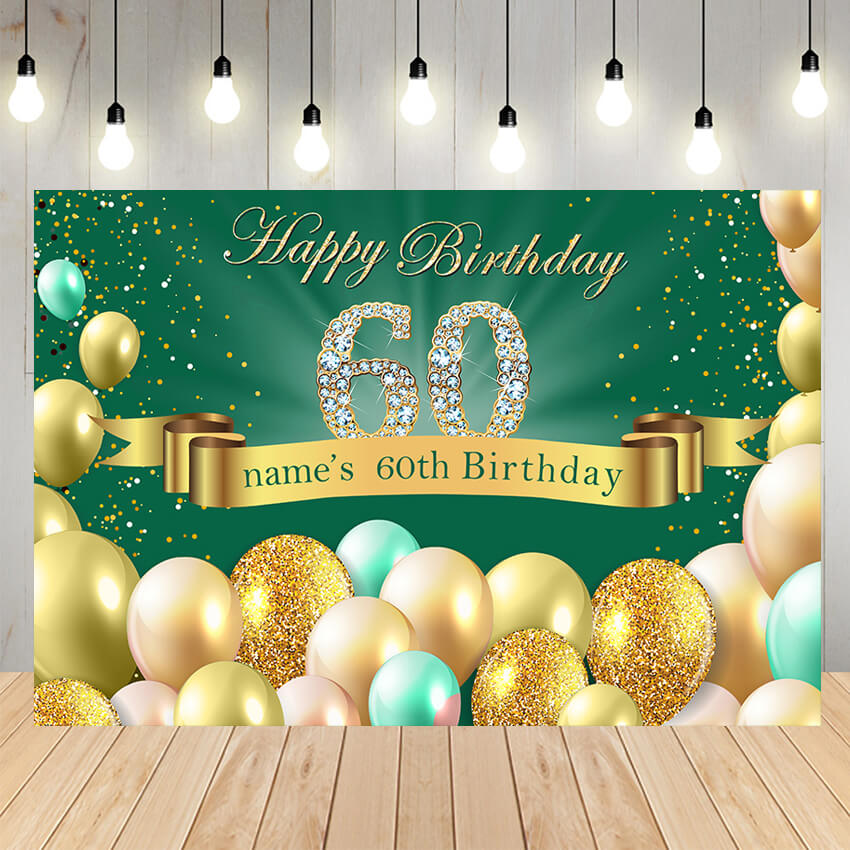 60th Happy Birthday Golden Balloon Backdrop