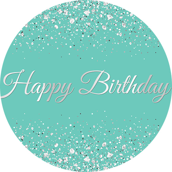 Happy Birthday Diamond Green Round Backdrop