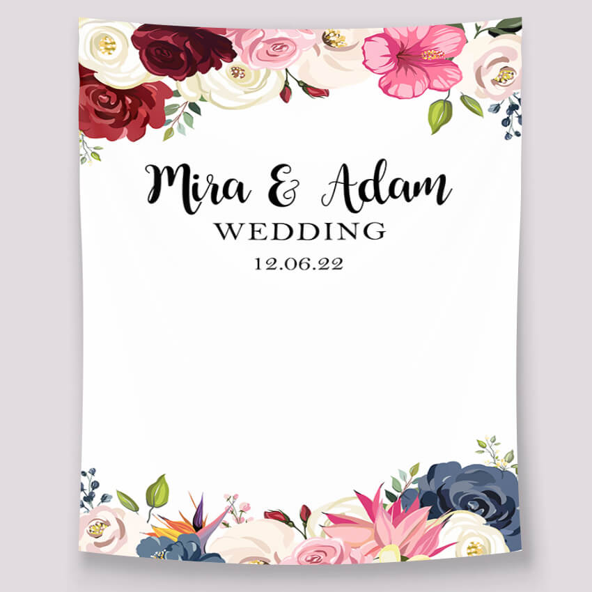 Flower Leaves Custom Wedding Backdrop