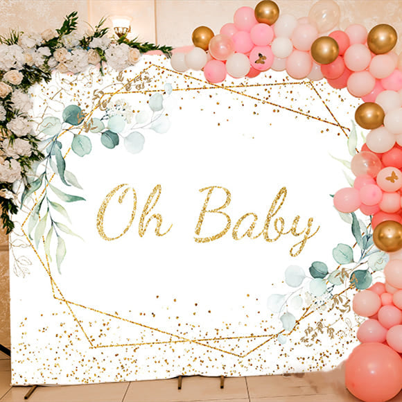 Boho Flower Wreath Baby Shower Backdrop