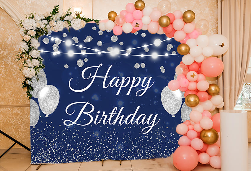 Ocean Blue Happy Birthday Custom Backdrop