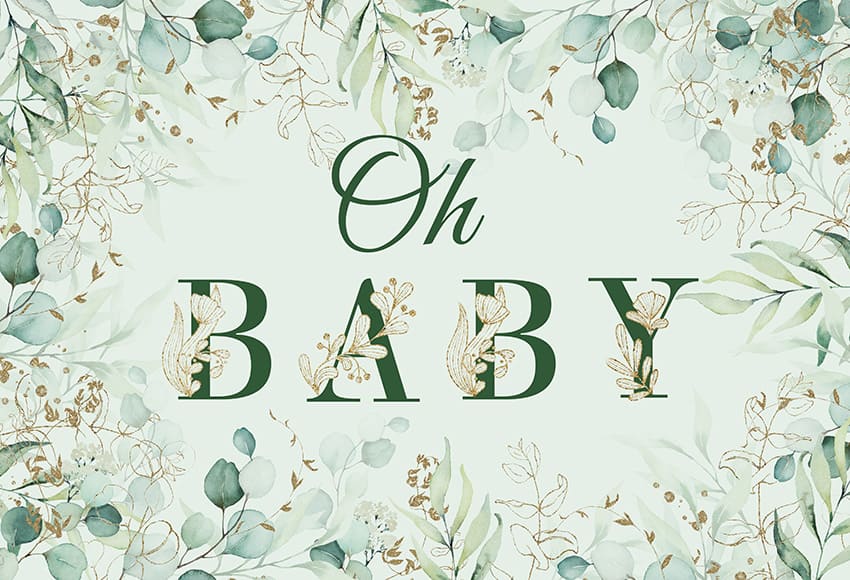 Flower Leaves Custom Baby Shower Backdrop