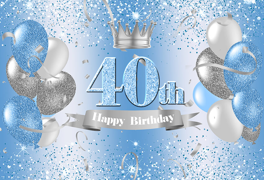Blue Sliver 40th Birthday Backdrop Decor