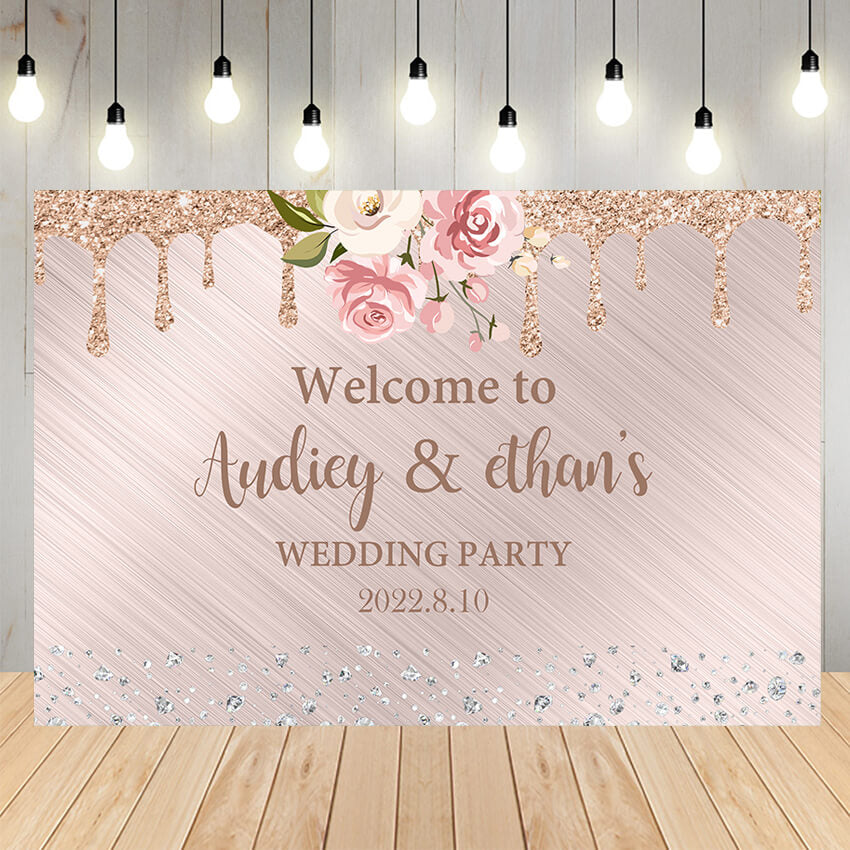 Pink Custom Wedding Celebration Backdrop
