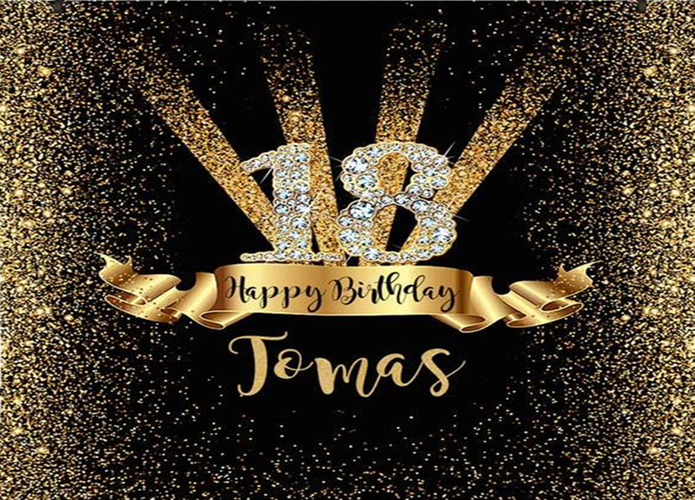 18th Birthday Gold Shining Backdrop Banner