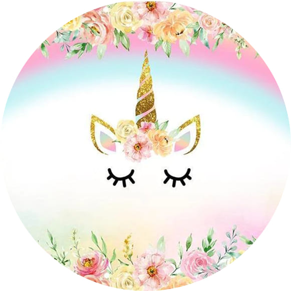 Unicorn Flower Round Backdrop Circle Cover