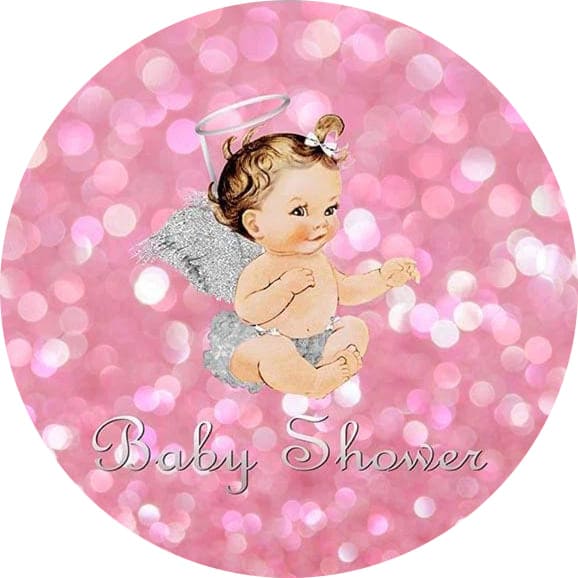 Baby Shower Pink Bokeh Round Backdrop