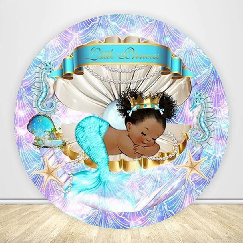 Baby Mermaid Round Backdrop Circle Cover