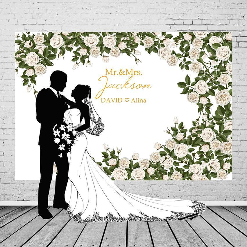Flower Garland Wedding Celebration Backdrop