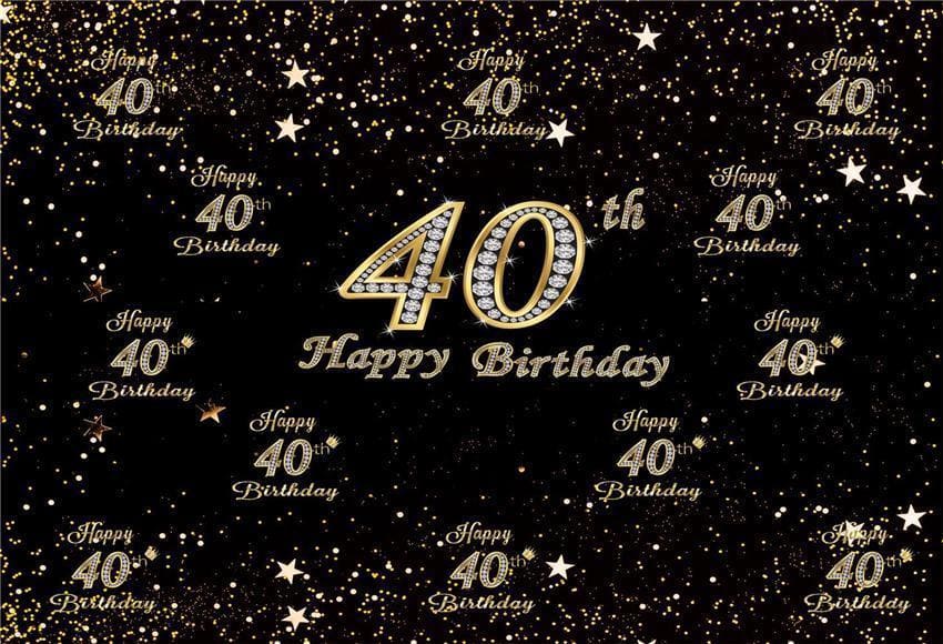 Happy 40th Birthday Glitter Stars Backdrop