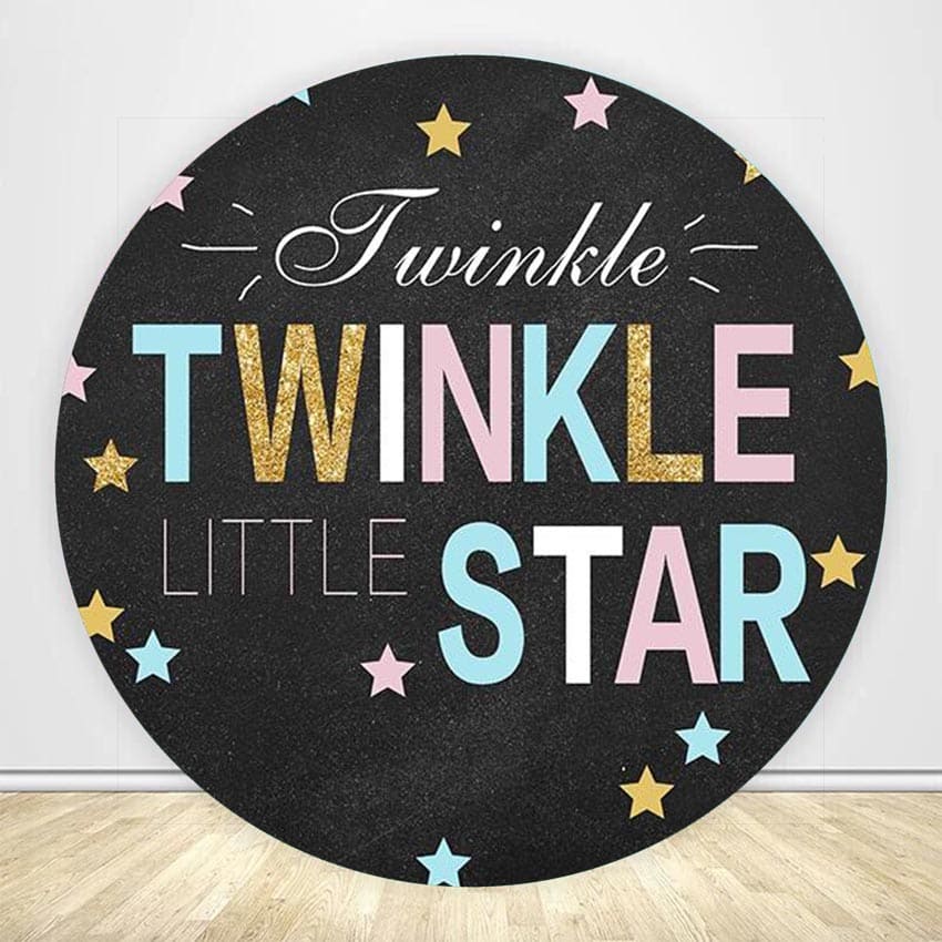 Twinkle Little Star Black Round Backdrop