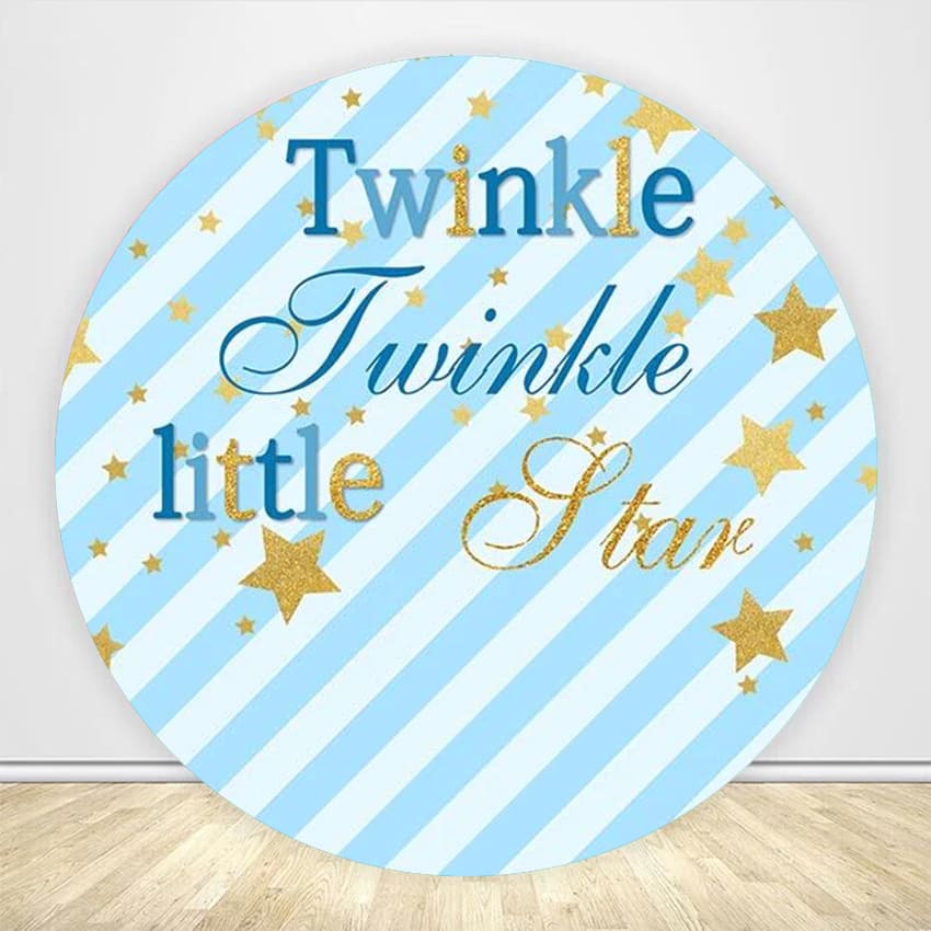 Blue Stripe Twinkle Stars Round Backdrop