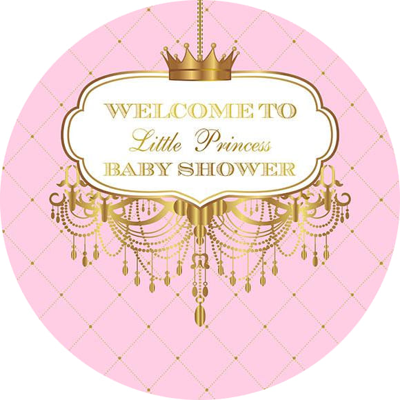 Crown Pink Baby Shower Round Backdrop