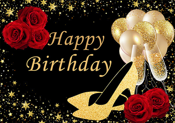 Birthday Party Backdrop High Heels Champagne