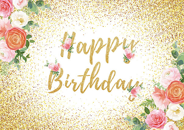 Gold Glitter Flower Celebration Party Backdrop