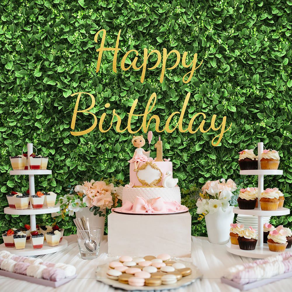 Happy Birthday Grass Wall Decor Backdrop