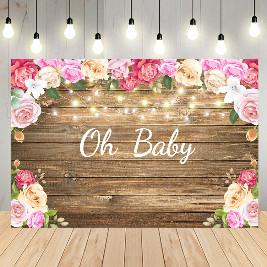 Baby Shower Flower Wood Backdrop