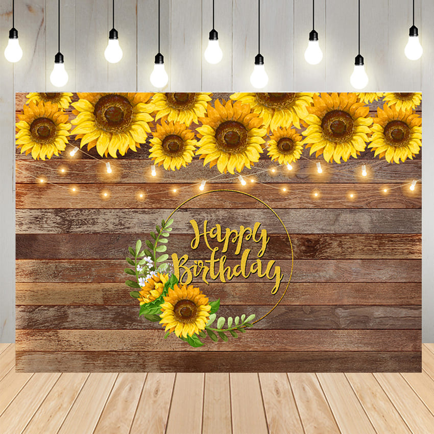 Birthday Decor Wood Backdrop Sunflower