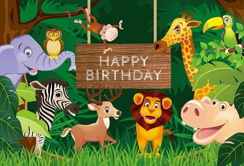 Safari Animals Kids Birthday Party Backdrop