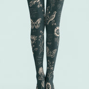 Vintage Nature Tights Butterfly Bird Botanical Pantyhose Z69-9