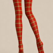 Classic Christmas Red Plaid Patterned Pantyhose Tights D68-1