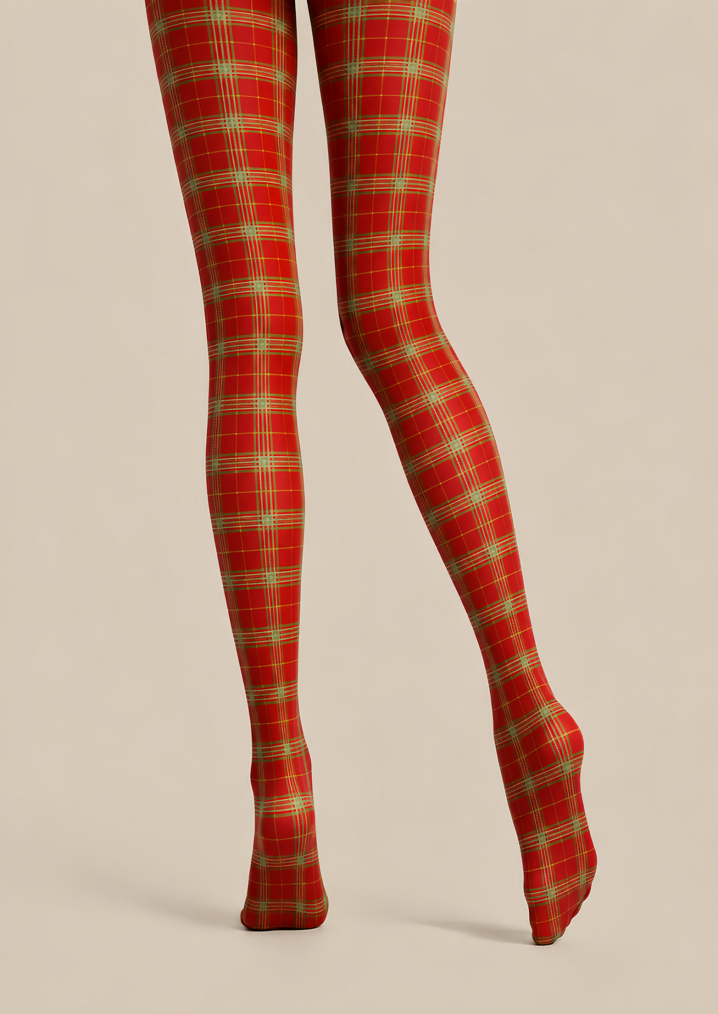 Classic Christmas Red Plaid Patterned Pantyhose Tights D68-1