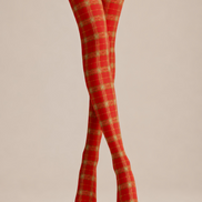 Classic Christmas Red Plaid Patterned Pantyhose Tights D68-1