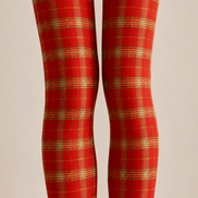 Classic Christmas Red Plaid Patterned Pantyhose Tights D68-1
