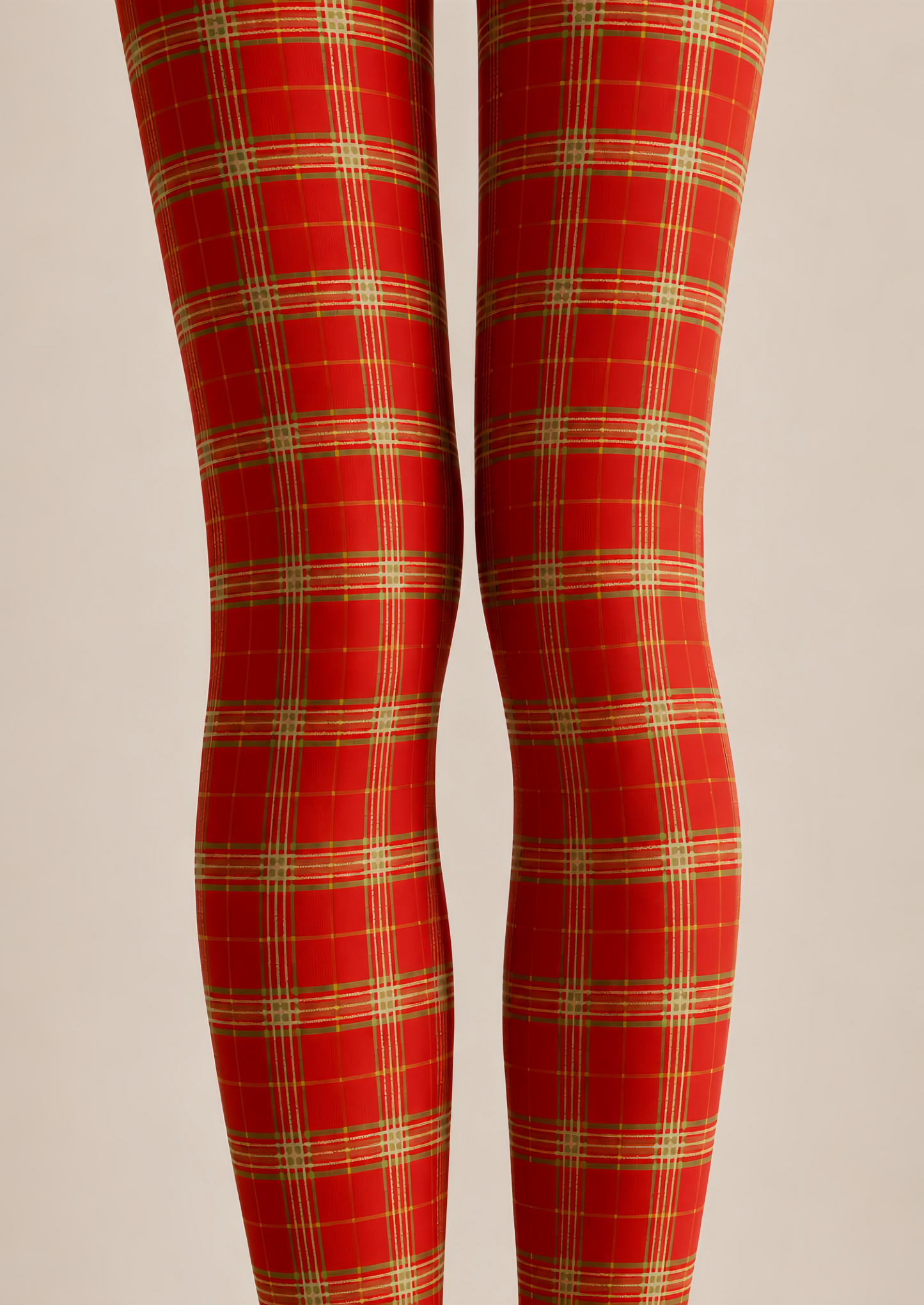 Classic Christmas Red Plaid Patterned Pantyhose Tights D68-1