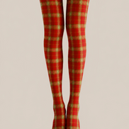 Classic Christmas Red Plaid Patterned Pantyhose Tights D68-1