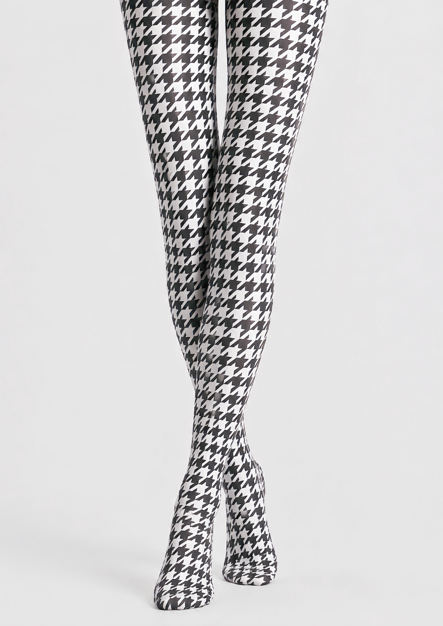 Houndstooth Print Tights Black White Patterned Pantyhose D68-11