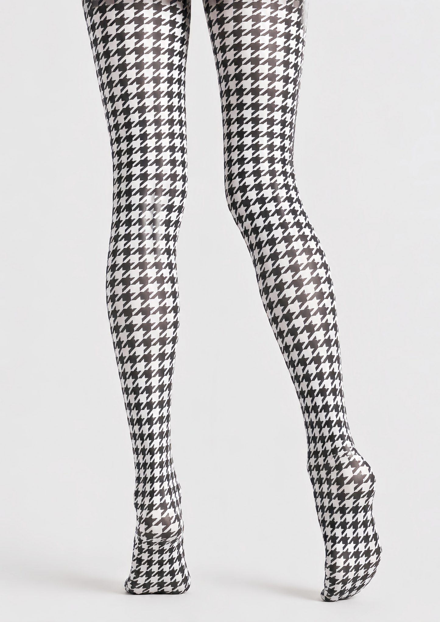 Houndstooth Print Tights Black White Patterned Pantyhose D68-11