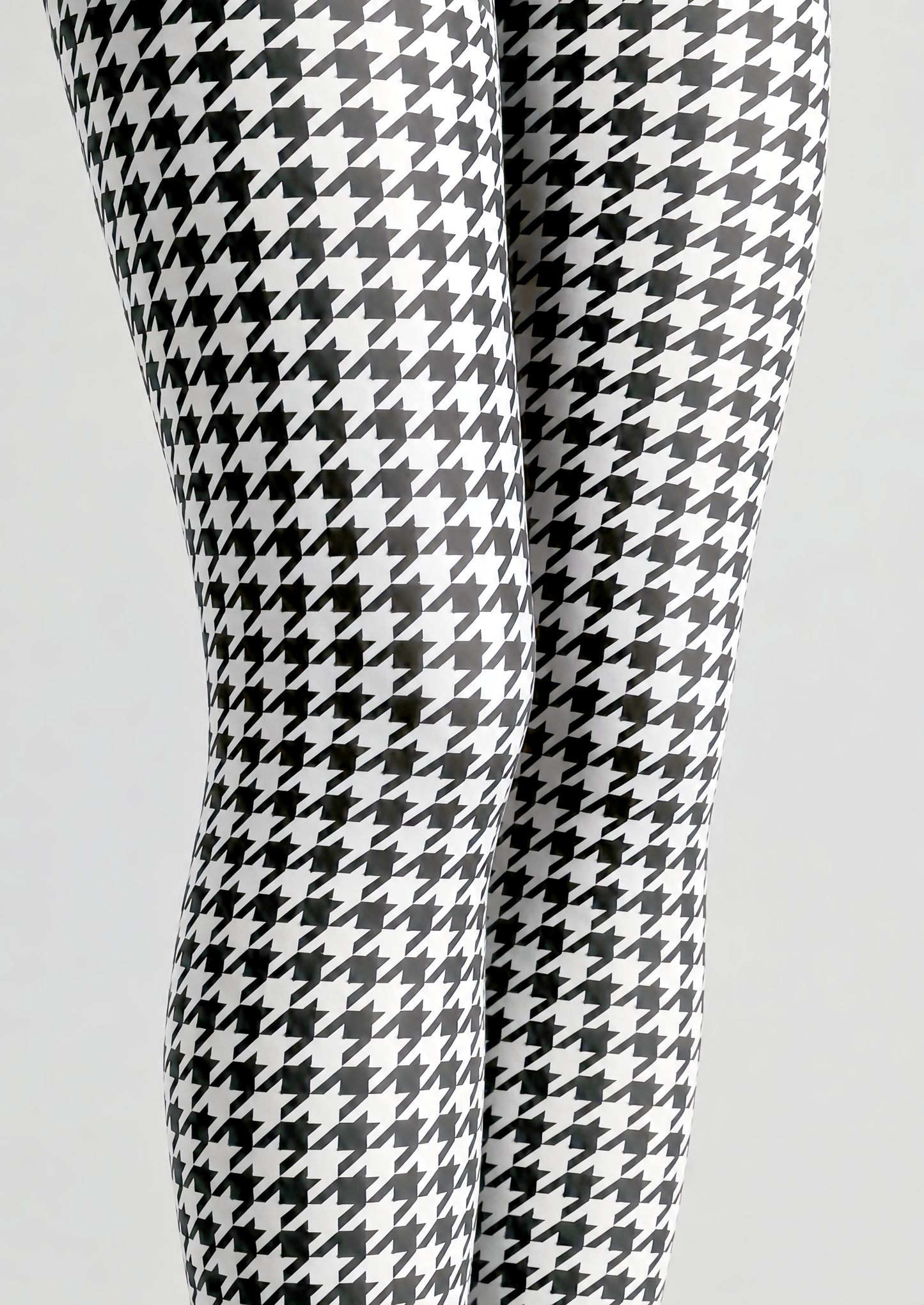 Houndstooth Print Tights Black White Patterned Pantyhose D68-11