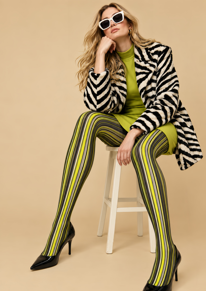 Cyber Glow Striped Tights Hosiery Pantyhose D68-11