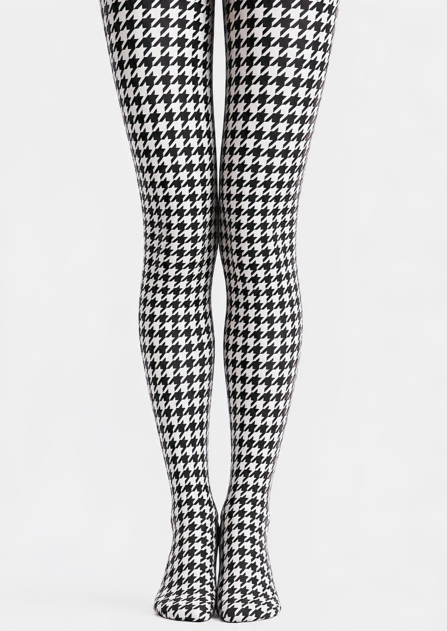 Houndstooth Print Tights Black White Patterned Pantyhose D68-11