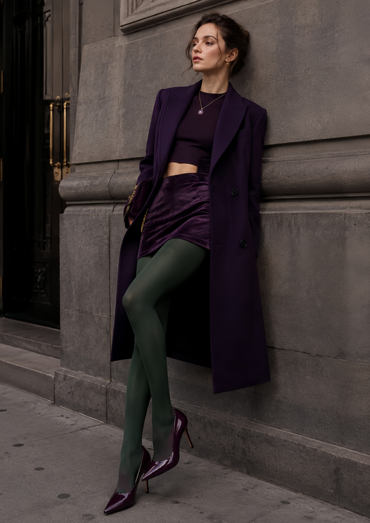 Dark Green Everyday Tights Solid Color Pantyhose D68-13