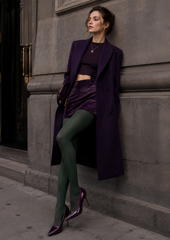 Dark Green Everyday Tights Solid Color Pantyhose D68-13