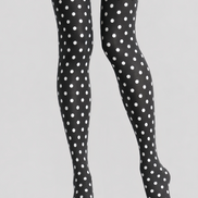 Black White Polka Dot Tights Classic Everyday Hosiery D68-14