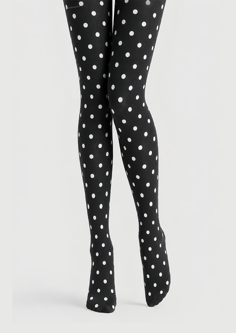 Black White Polka Dot Tights Classic Everyday Hosiery D68-14
