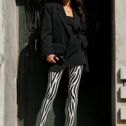 Black White Zebra Print Tights Animal Pattern Pantyhose D68-15