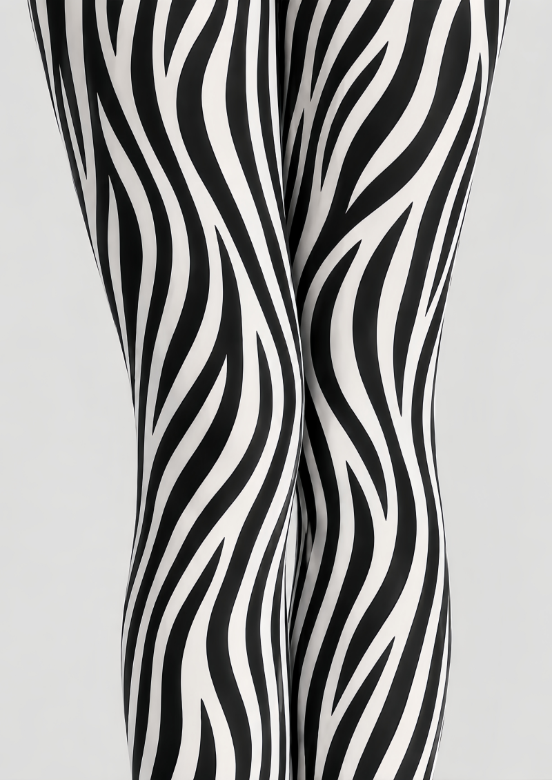 Black White Zebra Print Tights Animal Pattern Pantyhose D68-15