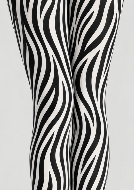 Black White Zebra Print Tights Animal Pattern Pantyhose D68-15