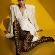 Leopard Print Tights Gold Black Night Out Hosiery D68-16