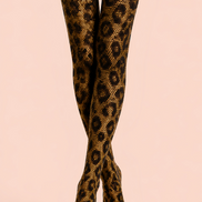 Leopard Print Tights Gold Black Night Out Hosiery D68-16