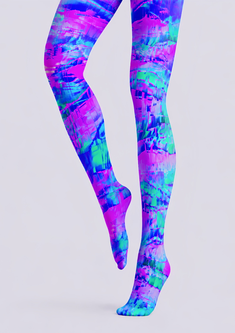 Neon Abstract Graphic Tights Rave Festival Pantyhose D68-19