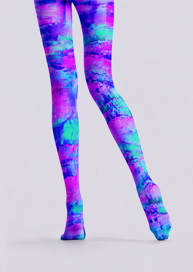 Neon Abstract Graphic Tights Rave Festival Pantyhose D68-19