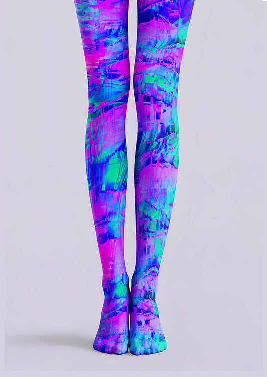 Neon Abstract Graphic Tights Rave Festival Pantyhose D68-19