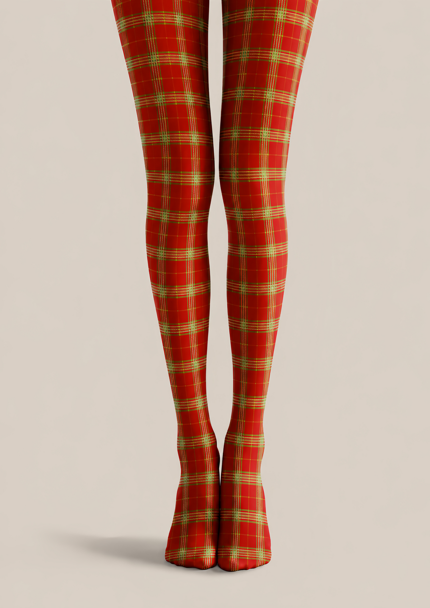 Classic Christmas Red Plaid Patterned Pantyhose Tights D68-1