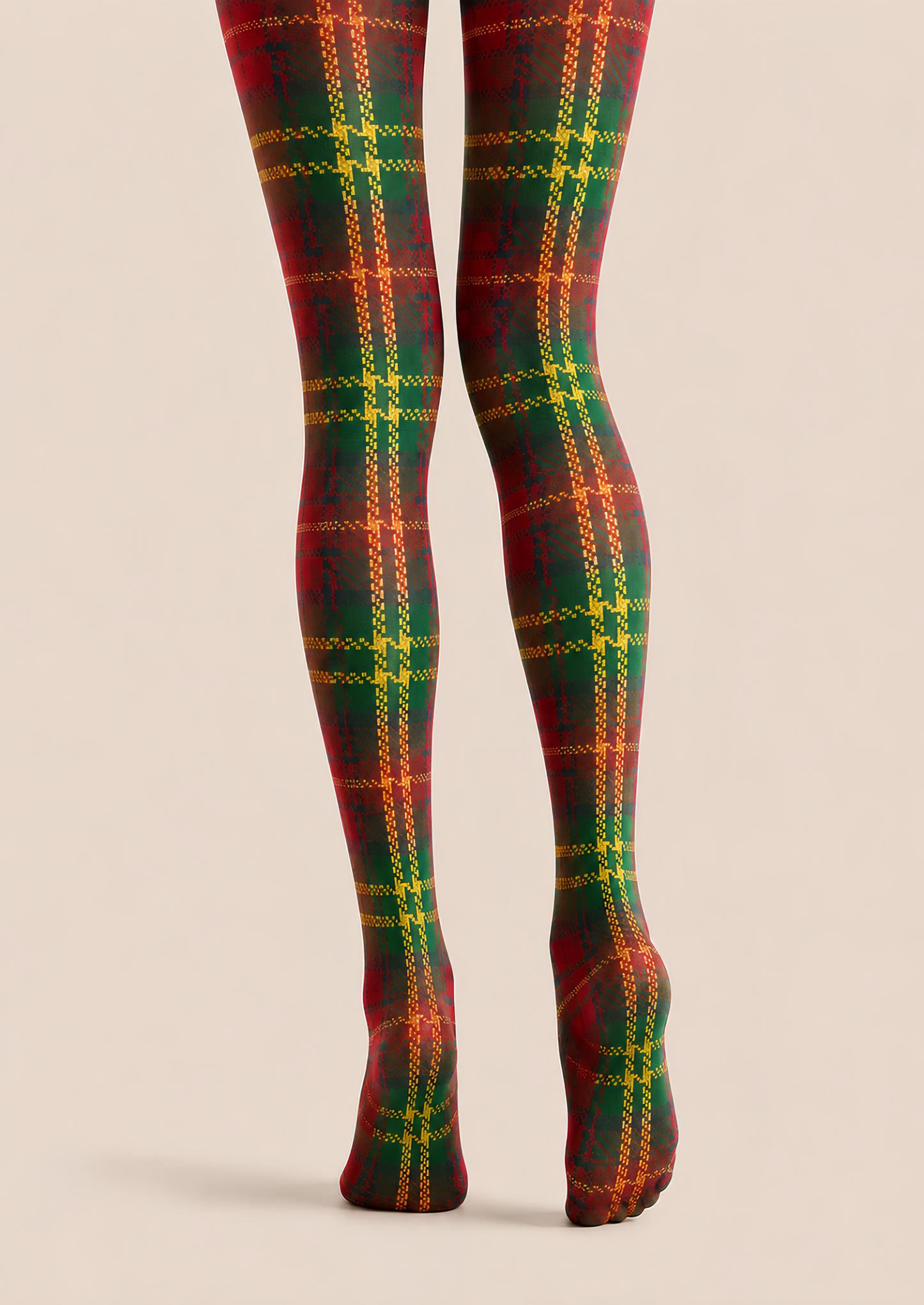 Christmas Red Green Tartan Plaid Tights Hosiery Pantyhose D68-2